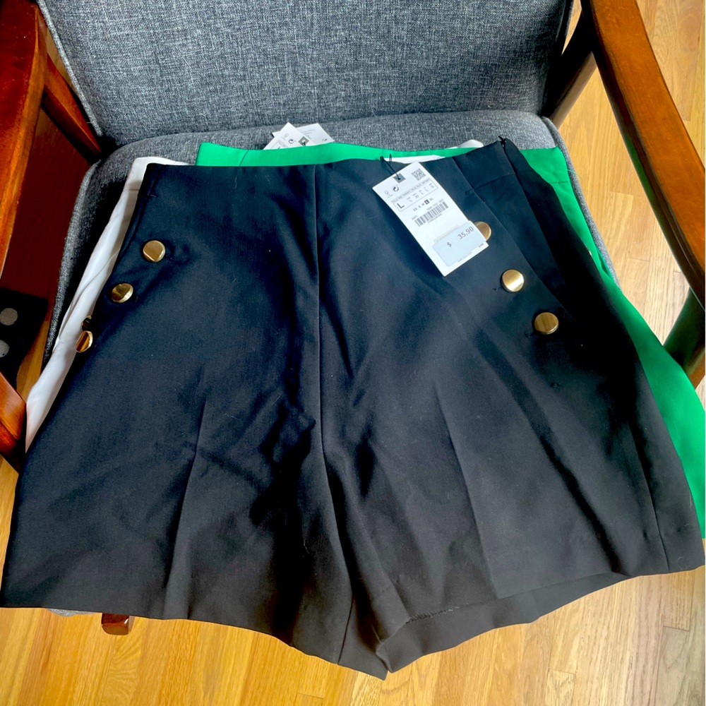 Zara High Waisted Black Shorts